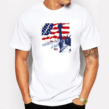 BLWHSA 3D Amerikos Vėliava Žemėlapio Spausdinimo Vyrų marškinėliai trumpomis Rankovėmis, Vyrų Baltos Medvilnės Mens Tee O-kaklo Vasaros Marškinėliai Tinka Vetement Homme