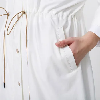 BOSIDENG nauji moteriški drabužiai moterims ilgos tranšėjos rudenį kailis ilgas kailis reguliuojamas aukšto juosmens baltos spalvos su gobtuvu B80516028