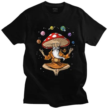 Buda Magic Mushroom Marškinėliai Vyrams Minkštos Medvilnės Streetwear T-shirt Trumpas Rankovėmis Psilocibino Psichodeliniai Grybai Tee Viršūnes Drabužiai