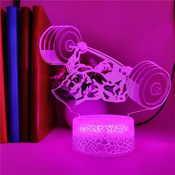 Butas štangos Sporto 3D Stalas naktinė lempa už Namų dekoro Kietas Dovana Klubo Nariams Led 3d Nakties Šviesa 
