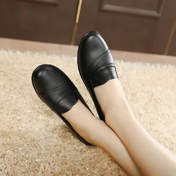 CEYANEAOLoafers be nėrinių plokšti batai moterims, nekilnojamojo odos butas bateliai, dydis 35-41round kojų kietas juodi batai moteris sapatos femino