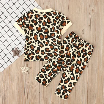 Chifuna Naujas Vasaros Leopard Atsitiktinis Nešioja T-marškinėliai+kelnės 2pieces Rinkiniai Mados Bamblys Drabužius Mergaitėms Kūdikių Rinkiniai Mergaitėms, Drabužiai