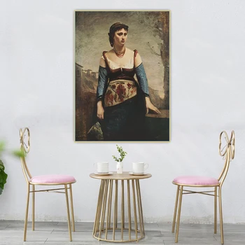 Citon Jean Baptiste Camille Corot《Agostina》Drobė Meno Aliejaus tapybos Kūrinys Plakato Nuotrauka Fone Sienų Dekoras Namų Puošybai