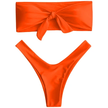 COSPOT Kamšalu Moterų Plaukimo Kostiumas Aukštos Sumažinti Thong maudymosi kostiumėlį Lankas Bandeau Bikini Komplektas Kietų Vasaros maudymosi Kostiumėliai, Paplūdimio Dėvėti Maudymosi Kostiumas