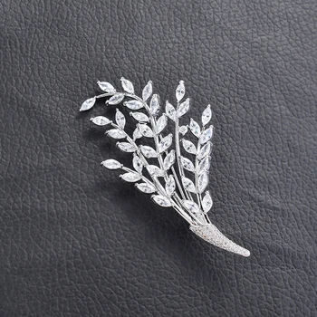 Crystal leaf pin sagė imitacija, kalnų krištolas gėlių segė moterų reikmenys, naujos mados aukštos klasės papuošalai