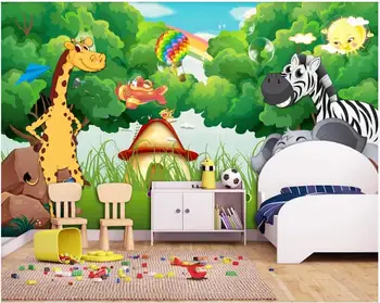 Custom foto tapetai, 3d freskomis tapetų sienos, 3 d Gyvūnų parkas gražus, vaikų kambarys, vaikų kambarys miško fone sienos