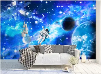 Custom freskos foto tapetai, 3d Gražus visatos astronautas kosminę stotį erdvėlaivis kambarį Tapetai sienos į ritinius