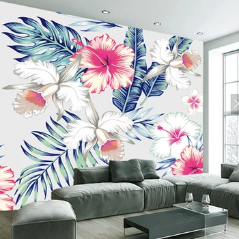 Custom papel de parede 3d, šviežios gėlės ir lapai freskomis gyvenimo, kambaryje sofa-lova, virtuvė, fonas, tapetai, dekoratyvinis