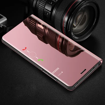 Danga Veidrodis Prabanga Knyga Atveju, Huawei P20 30 Lite Mate 10 20 Pro Garbės 10 Lite P Smart 2018 2019 Flip Cover Shell