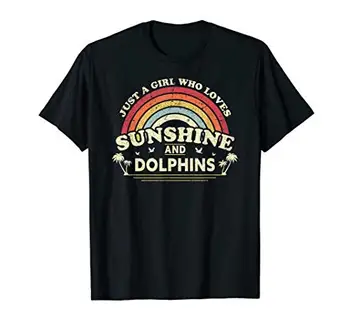 Delfinų Marškinėlius. Just A Girl, Kuris Mėgsta Saulės Ir Delfinai T-Shirt