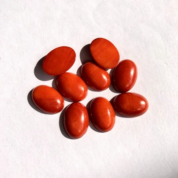 Didmeninė 5vnt/daug Gamtos Oranžinės, Raudonos, Koralų Karoliukų Cabochon Papuošalai Žiedas Veido 10x14mm Ovalo formos Perlas akmens Karoliukai Cabochons