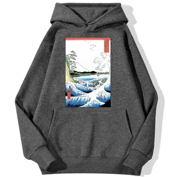 Didžiosios bangos kraštovaizdžio modelis Hoodie Palaidinukė Prarasti Harajuku Hoodies Mados Šiltų Megztinių Vyrų Rudens Hip-Hop Streetwear