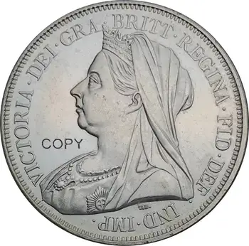 Didžiosios Britanijos 5 Svarų 1893 Viktorija 3 portretas, Žalvario, Sidabro Padengtą Kopijuoti Monetos Raide Krašto