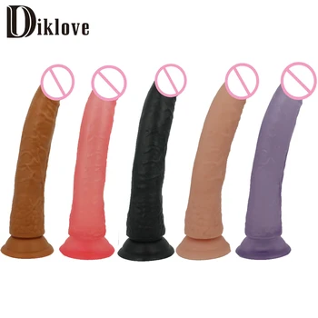 Diklove 21cm didelis dildo tikrovišką vibratorių moterų Sekso žaislai moters Lyties netikras penis dirbtinio kaučiuko varpos su gyvis