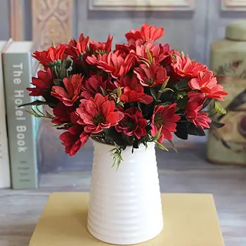Dirbtinis Pavasario Saulutė Šilko Gėlės, Dirbtinių Gėlių 28cm 1 Krūva Dekoratyvinės Gėlės Europos Miegamasis Rose Red Dekoro Bijūnas