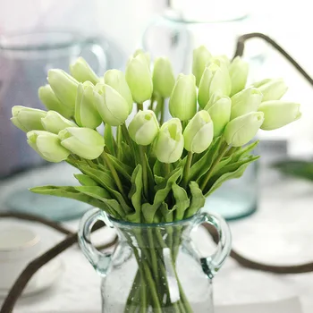 Dirbtinės Gėlės 32CM Dirbtiniais Tulpių Puokštė PU Nekilnojamojo Touch Dirbtiniai Augalai Vestuvių Gėlių Krūva Namų Apdailos Netikrą Gėlės
