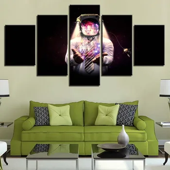 Drobės Atspausdintas Sienos Menas 5 Vnt Astronautas Vietos Kraštovaizdžio Plakatas, Tapyba Šiuolaikinio Namų Dekoro Modulinės Nuotraukų Rėmelis Kambarį