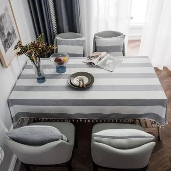 Dryžuotas staltiesių galima skalbti modernaus lino apvali staltiesė 100 x140 staltiesės vestuvėms apskritojo stalo dangtis