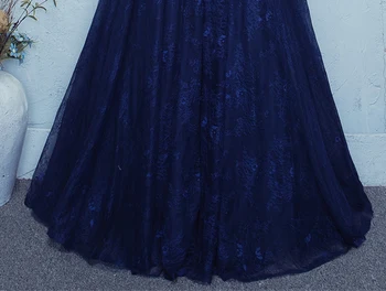 Duobute Blizgučiais Vakarinę Suknelę Tamsiai Mėlynos Siuvinėjimo Nėrinių Vakarinę Suknelę Tiulio Vakare Gown 2020 Ilgai Promenadzie Suknelė Chalatas De Soiree