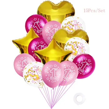 Dvyniai Šalis 1 Happy Birthday Party Dekoro Vaikams Baby Shower Gimtadienio Berniukas Mergaitė Vaikai Partija Pasisako Rose Gold Konfeti Balionas