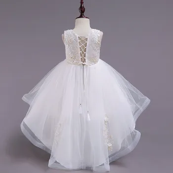 Elegantiškas merginos vestuvių suknelė vaikai princesė suknelė 3-12years merginos backless akių nėrinių suknelė šalis vakarienė aprangos drabužių