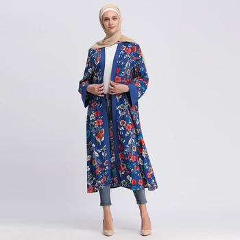 Elegantiškas Musulmonų Spausdinti Abaja Gėlių Maxi Suknelė Megztinis Ilgas Mantijas Tunika Kimono Ramadanas Turkijos Islamo Drabužių Pamaldos