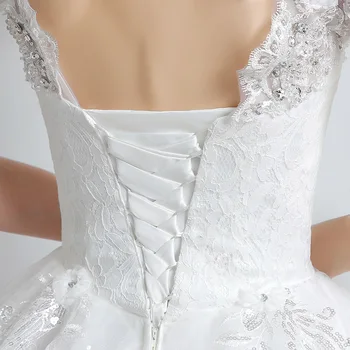 Elegantiškas, Tiulis V-kaklo Gėlių ornamento formavimas Nėrinių Vestidos De Novia Kristalų Backless-line Vestuvių Suknelės, Santuoka, Vestuvinės Suknelės