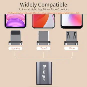 Essager Mini Magnetinio Kabelio Adapteris C Tipo Greito Įkrovimo Duomenų Perdavimo Konverteris Mirco USB C Laidas Laidai Adapteris, Skirtas 