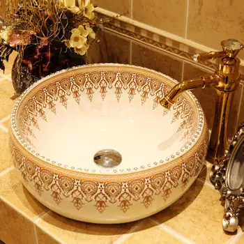 Europoje Vintage Stiliaus Keramikos Meno Baseino Kriaukle Skaitiklis Viršuje praustuvas Vonios Kriauklės praustuvams keraminis praustuvas vonios kriaukle