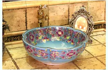 Europoje Vintage Stiliaus Keramikos Meno Baseino Kriauklės Skaitiklis Viršuje praustuvas Vonios kambarys Laivo Kriauklės praustuvams kriaukle vonios kambarys