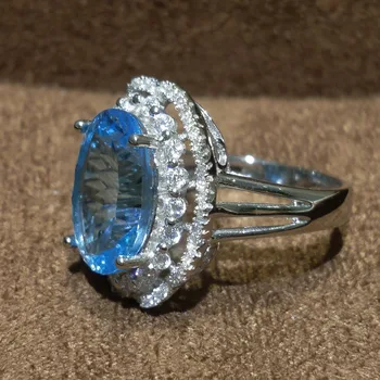 FLZB, Didelis didžiulis akmuo žiedas prabanga gamtos topazas įgaubtas supjaustyti 9.5 ct iš 925 sterlingas sidabro su aukso spalvos žiedas moterims