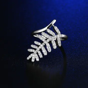 FYM Prekės Prabangus Dizainas Piršto Sužadėtuvių Žiedai, Sidabro Spalvos Kubinis Cirkonis Augalų Lapai Žiedas Papuošalai Moterims, Moterų Mados Žiedas