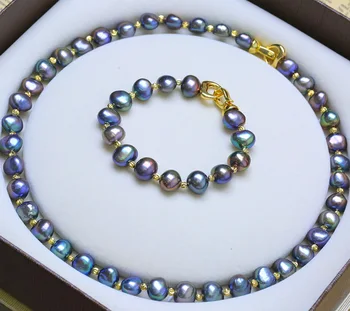 Gamtos Spalvinga Baroko Perlų Papuošalų Rinkiniai 14Kgold Užpildyti Užsegimas 2Pieces Nustatyti Perlų Apyrankė&Keshi Perlų Vėrinį Individualų