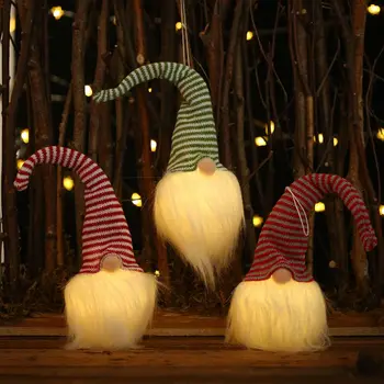 Gnome Naktį Šviesos Dryžuotas Skrybėlę Dizaino Pliušinis Švedijos Santa Kalėdų Kabo Pakabukas Atostogų Apšvietimas, Dekoracijos