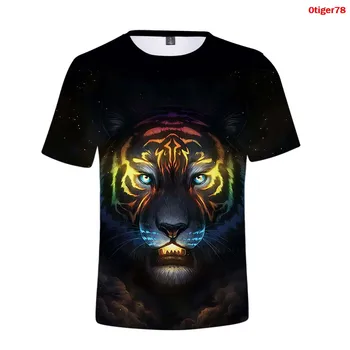 Grafinis T Marškinėliai Harjuku Tigras-Print T Shirt Trumpas Rankovėmis Hip-Hop Streetwear Mados Moterų Drabužių Gyvūnų Tigras Atsitiktinis Medvilnės
