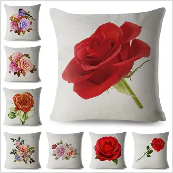 Graži Akvarelė Rožių Gėlių Gėlių Spausdinti Pagalvę Padengti 45*45 Pagalvėlių Apvalkalus Skalbiniai, Pagalvės Užvalkalą, Sofa-Namų Dekoro Pagalvės Atvejais