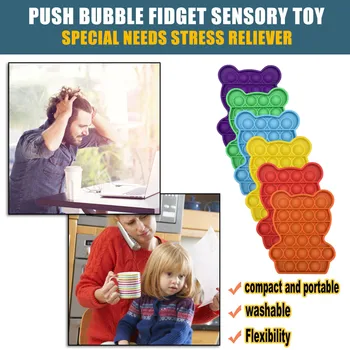 Gyvūnų Lokys Stumti Burbulas Fidget Jutimo Žaislas Autizmo Specialiųjų Poreikių Streso Atsarginiais multi-funkcija žaislas pervent smegenų degeneraion