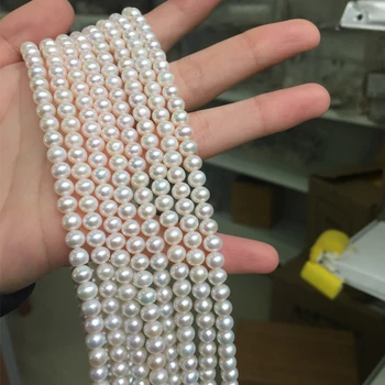 Gėlavandenių Perlų vėrinį Prie Apvalios formos, Dydis 5-6mm puikus blizgesį Papuošalai 