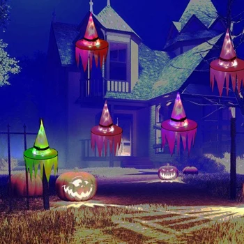 Helovinas Žėrintis Ragana Skrybėlę LED Žibintai, Cosplay Kabo Žibintai Skrybėlę, Apdailos, vidaus ir Lauko Sodai, 8 Spalvos