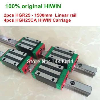 HGR25 HIWIN linijinės geležinkelių: 2vnt originalus HIWIN geležinkelių HGR25 - 1500mm Linijinis geležinkelių + 4pcs HGH25CA Vežimo CNC dalys