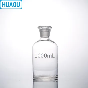 HUAOU 1000mL Siauras Nagų Reagento Butelis 1L Skaidrus, skaidraus Stiklo su matinio Stiklo Kamščiu, Laboratorinė Chemija, Įranga