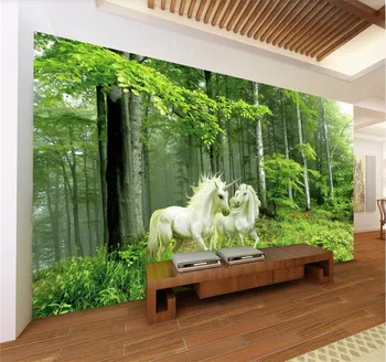 Individualizuotos fono paveikslėlį miško vienaragis romantiško stiliaus trimatis naftos tapyba fone sienos aukštos kokybės atspari vandeniui medžiaga
