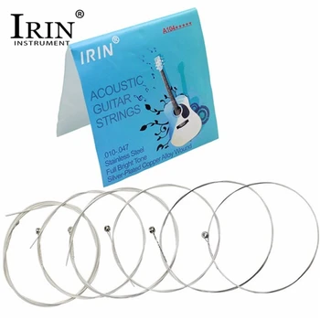 IRIN 6pcs/daug A104 0.010-0.047 Colių Akustinė Gitara Styginių Sidabro Padengtą Vario Lydinys, Muzikos instrumentų Stygos Nustatyti Pakeitimo