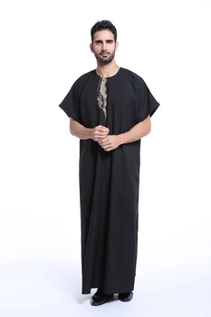 Islamo Vyrų Drabužiai Jilbab Musulmonų Artimųjų Rytų Kaftan Dubajus Arabų Abaja Drabužius trumpomis Rankovėmis Musulmonų Jubba Thobe Laisvi Marškinėliai Suknelė