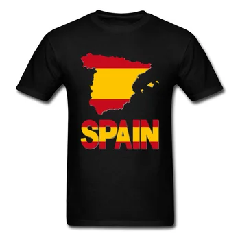 Ispanijos Vėliava Žemėlapis T-shirt Žmogui, Juoda T Shirt Mens Vasaros Drabužių Medvilnės Tshirts Užsakymą Grupių Tee Draugu Dovana Viršūnės