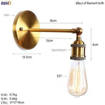IWHD Aukso ir Senovinių Retro LED Sienų šviestuvai Šviestuvai Kambarį 