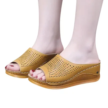 JAYCOSIN Šlepetės moterų sandalai 2020 batai Pleištai Šlepetės Mados Batelių Tuščiaviduriai Atsitiktinis Žuvų Burna Šlepetės moterims A513