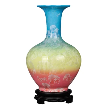 Jingdezhen keramikos vaza trijų spalvų kristalų glazūros namų kambarį portretus, dekoratyvines amatų gėlių išdėstymas