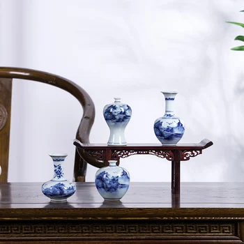 Jingdezhen Visų Rankų darbo Porceliano Naujas Kinijos Klasikinės Namų Arbatos Kambarys Mėlynos Ir Baltos spalvos Mini Gėlių Vazos, Keramikinės Vazos, namų