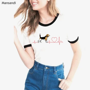 Juokinga Biglis meilės EKG T Shirt femme harajuku shirt grafikos tees marškinėliai moterims Atsitiktinis marškinėlius moterų tumblr drabužius camiseta mujer